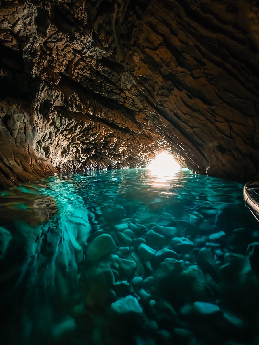 Clear water inside a sea cave